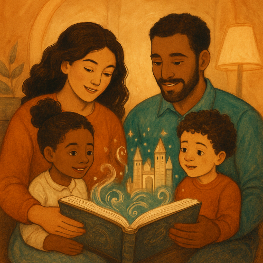 A family enjoying stories together